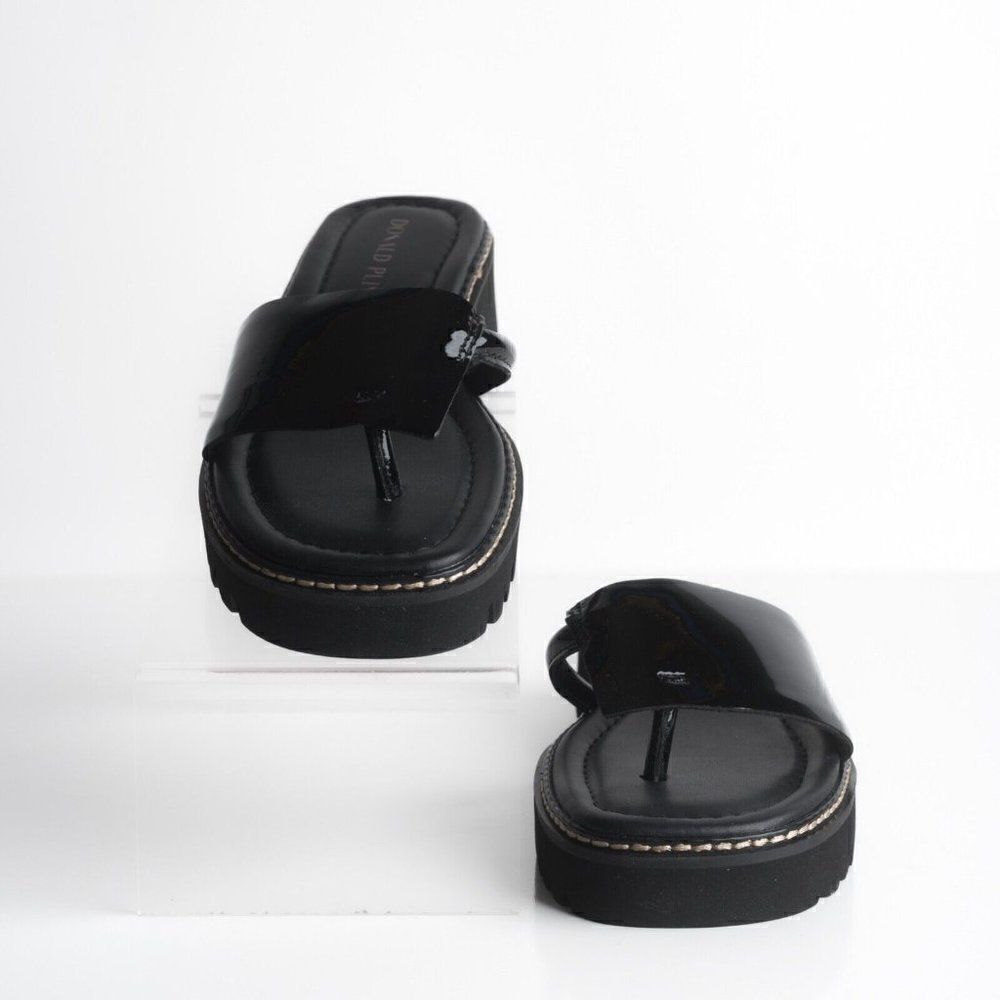 Donald Pliner Womens Beulah Platform Sandals Thongs Patent Leather Black US 8.5 - Picture 4 of 9